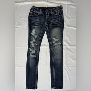 Bongo Distressed Dark Wash Denim Women’s Skinny Jeans Sz: 3